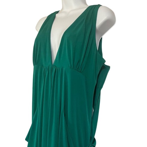 Laundry By Shelli Segal Dress Womens Size 10 Jade Green Sleeveless V-Neck Pocket - Picture 6 of 9